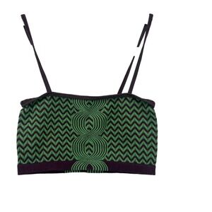 Zara Womens Green Purple Chevron Knit Crop Top Cami XS S